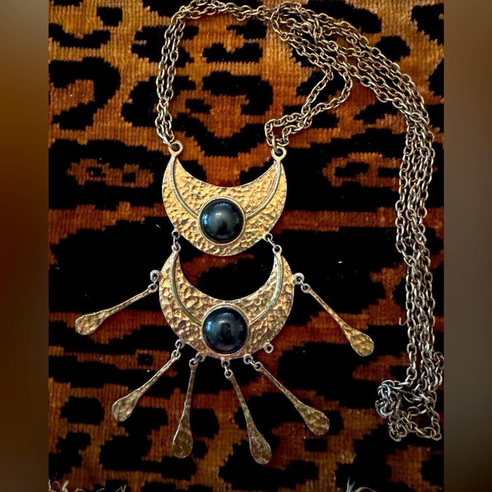 Hammered Copper-tone, Boho modern hippie, Viking, MCM necklace, BIG!